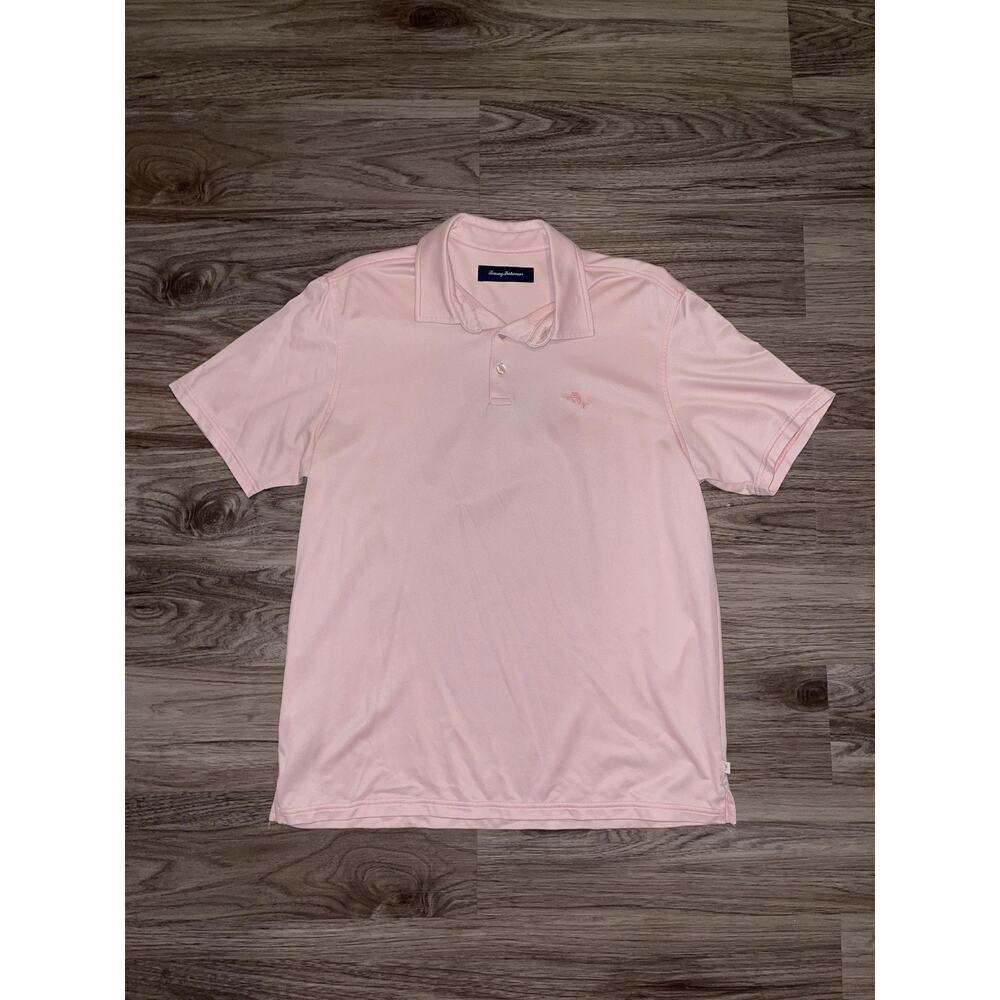 Tommy Bahama Polo Shirt Mens Large Pink Pima Cotton Blend Performance Golf Soft